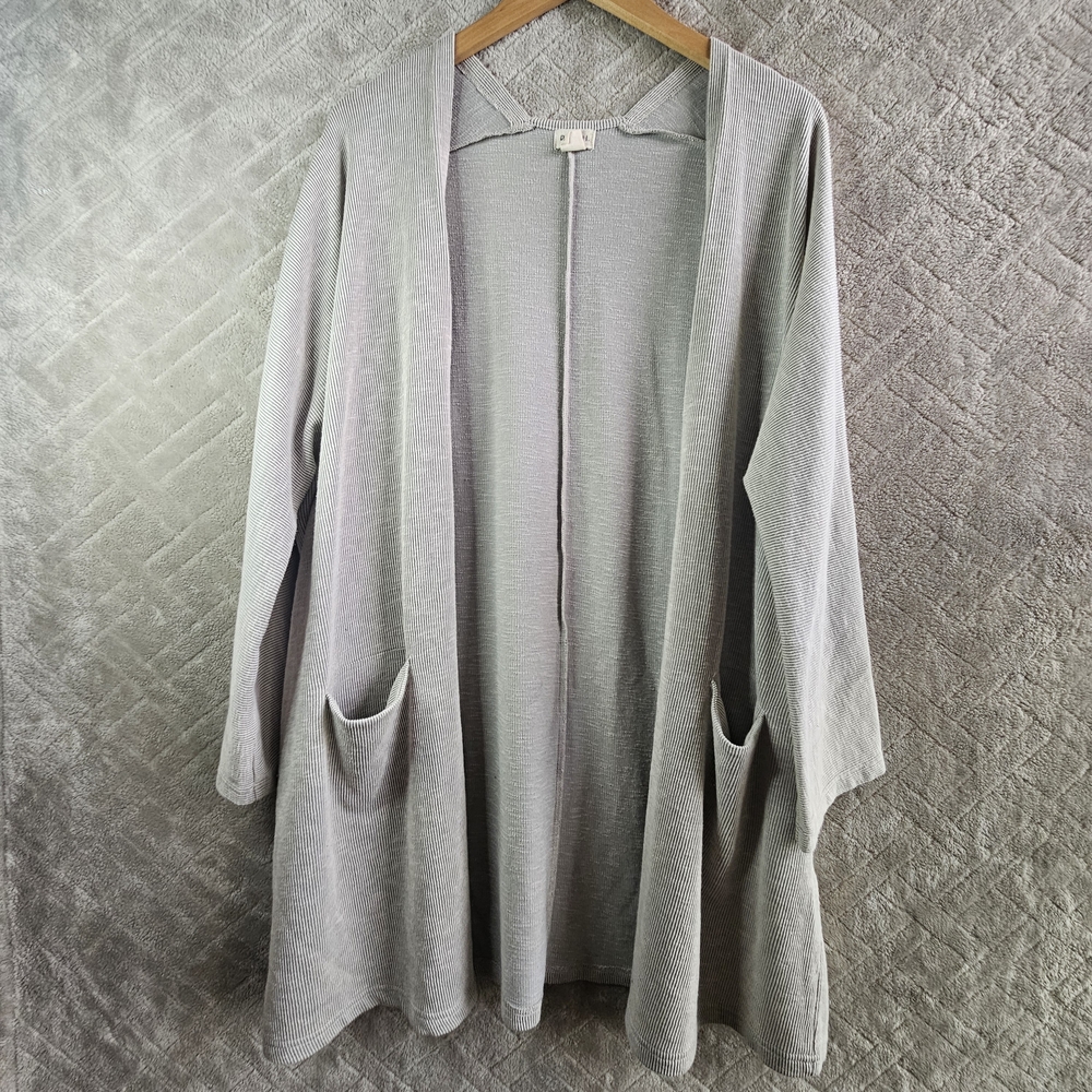 DONNI Anthropologie Ribbed Knit Open Front Cardigan Minimalist Capsule Wardrobe‎